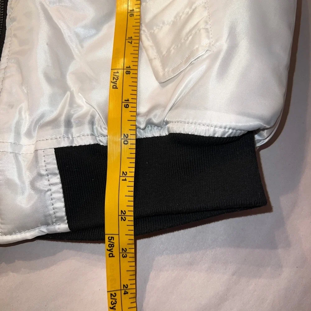 Southpole Boys Shiny White Bomber Jacket‎ Black Trim Size M 10/12